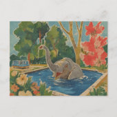 Carte Postale Bel éléphant dans la piscine (Devant)