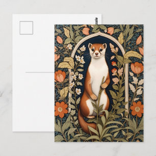 Carte Postale Belette Élégante Floral Inspiré de William Morris