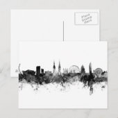 Carte Postale Belfast Irlande du Nord Skyline Noir Blanc (Devant / Derrière)