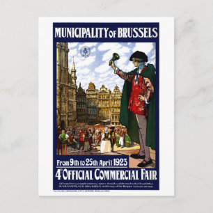 Carte Postale Belgique Bruxelles Affiche Vintage restaurée