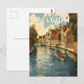 Carte Postale Belgique Illustration Travel Art Vintage (Devant / Derrière)