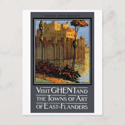 Carte Postale Belgique Poster Vintage voyage Gand restauré (Devant)