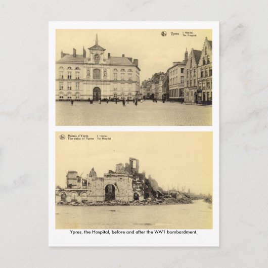Carte Postale Belgique, Ypres - Bombardement WW1 (Devant)