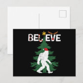 Carte Postale Believe Bigfoot Sasquatch Yeti Christmas Hat (Devant / Derrière)