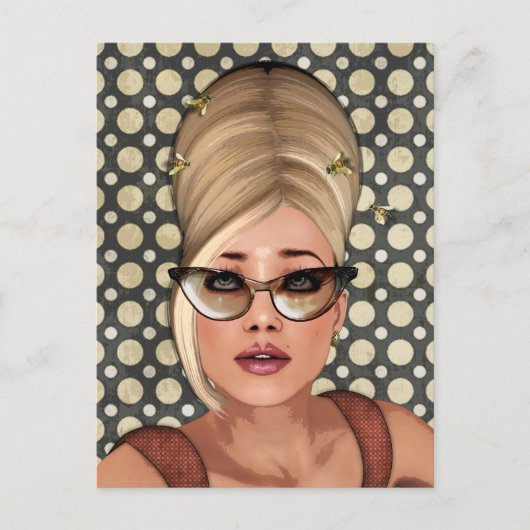 Carte postale Belinda Beehive Retro Chic (Devant)