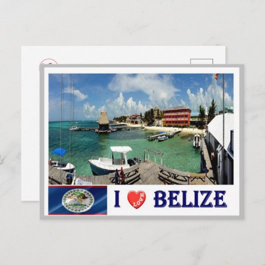 Carte Postale Belize - I Love - (Devant / Derrière)
