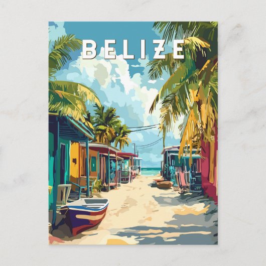 Carte Postale Belize Illustration Voyage Art Vintage (Devant)