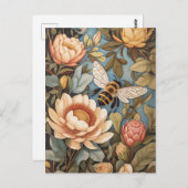 Carte Postale Belle Abeille De Jardin Avec Fleurs Protea (Devant / Derrière)