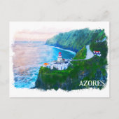 Carte Postale Belle Açores Iles de l'Atlantique Aquarelle (Devant)