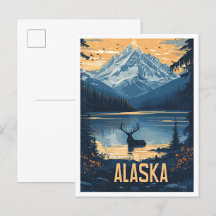 Carte Postale Belle Alaska USA Vintage Illustration Voyage