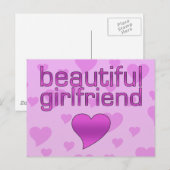 Carte Postale Belle amie Rose & Purple Coeurs d'amour (Devant / Derrière)