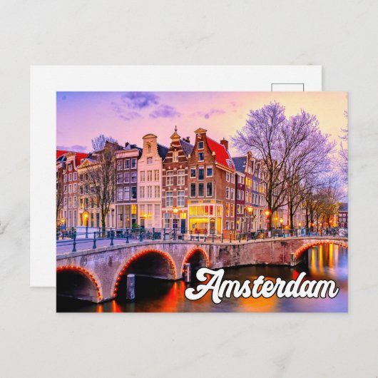 Carte Postale Belle Amsterdam, Pays-Bas (Devant / Derrière)