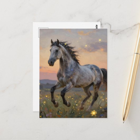 Carte Postale Belle Année du Cheval (Devant/Arrière en situation)
