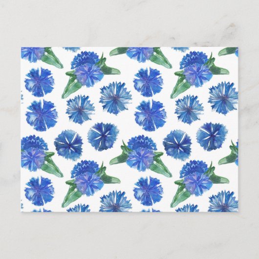 Carte Postale Belle aquarelle bleu cornfleurs (Devant)
