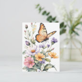 Carte Postale Belle aquarelle de papillon monarque (Debout devant)