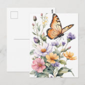 Carte Postale Belle aquarelle de papillon monarque (Devant / Derrière)