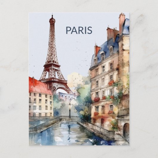 CARTE POSTALE Belle aquarelle de voyage à Paris (Devant)