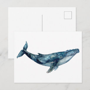 Carte Postale Belle aquarelle d'une baleine