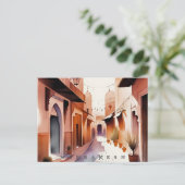 Carte Postale Belle aquarelle Marrakech Maroc Vieille Médina (Debout devant)
