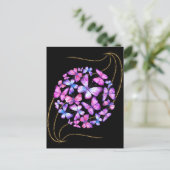 Carte Postale Belle Aquarelle Papillons avec Boule d'Or (Debout devant)