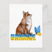 Carte Postale Belle aquarelle Ukraine Fox et papillon (Devant)