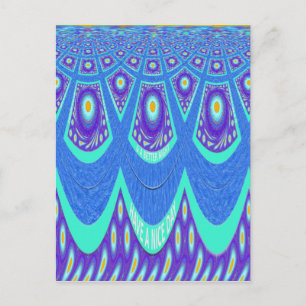 Carte Postale Belle Art vectoriel d'impression batik Cyan Bleu r