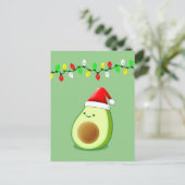 Carte Postale Belle Avocado Dessin Santa Hat Feux de Noël (Debout devant)