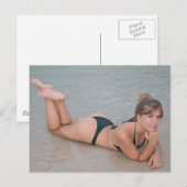 Carte Postale Belle Babe Bikini Ocean Beach (Devant / Derrière)