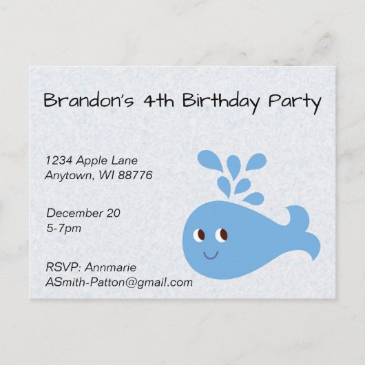 Carte Postale Belle baleine avec bec (Devant)