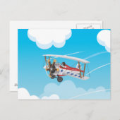 Carte Postale Belle bande dessinée biplanes (Devant / Derrière)