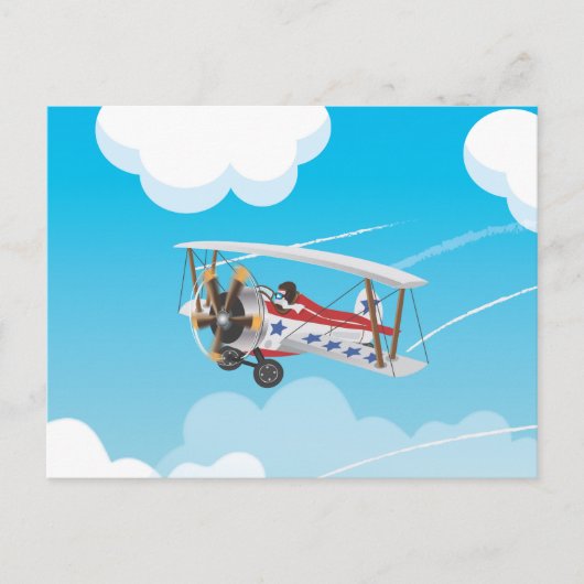 Carte Postale Belle bande dessinée biplanes (Devant)