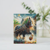 Carte Postale Belle bannière tzigane tirant un panier de Shamroc (Debout devant)