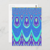 Carte Postale Belle Batik Bleu Cyan Bleu Imprimer vectoriel Art (Devant / Derrière)