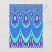 Carte Postale Belle Batik Bleu Cyan Bleu Imprimer vectoriel Art (Devant)