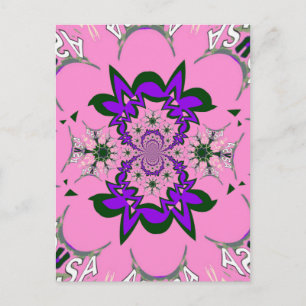 Carte Postale Belle Bébé Rose Floral Motif Artistique Teinte Vio