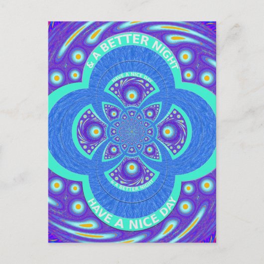 Carte Postale Belle belle Afrique bleu Mandala Flora design (Devant)