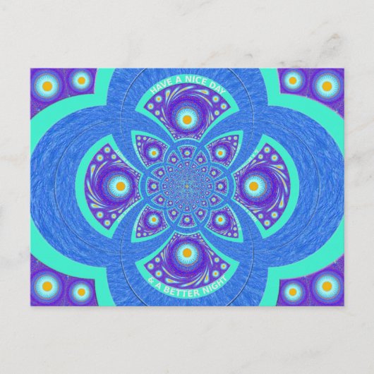 Carte Postale Belle belle Afrique bleu Mandala Flora design (Devant)