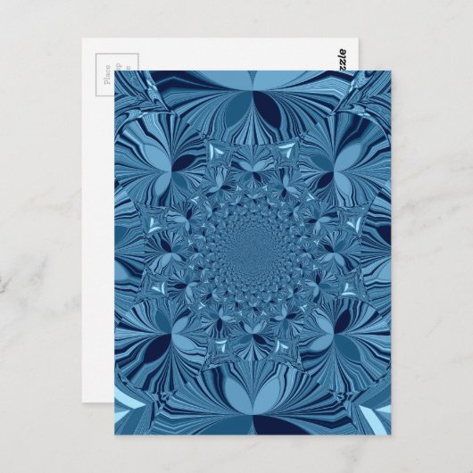 Carte Postale Belle Belle Iridescente Blue Kaleidoscope Art (Devant / Derrière)