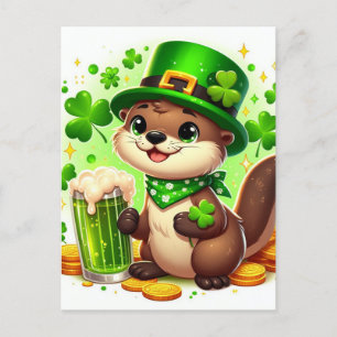 Carte Postale Belle bière verte Otter St. Patricks