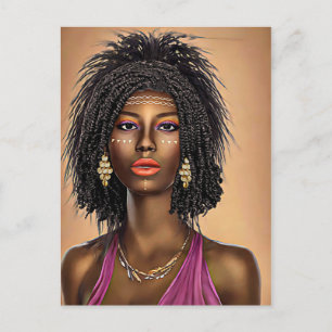 Carte Postale Belle Black African Princess Woman Art