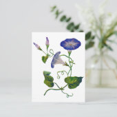 Carte Postale Belle Bleu Brodé Morning Glories (Debout devant)