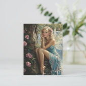 Carte Postale Belle Blond Fairy et Rose (Debout devant)