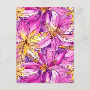 Carte Postale Belle Boho rose et or floral