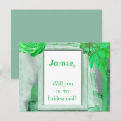 Carte Postale Belle Bridesmaid à fleurs vertes Invitation (Devant / Derrière)