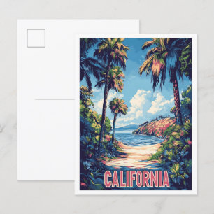 Carte Postale Belle Californie USA Illustration Travel