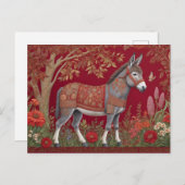 Carte Postale Belle campagne rouge âne gris (Devant / Derrière)