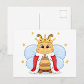 Carte Postale Belle caricature d'abeille roi. (Devant / Derrière)