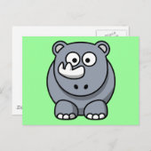 Carte Postale Belle Cartoon Rhino (Devant / Derrière)
