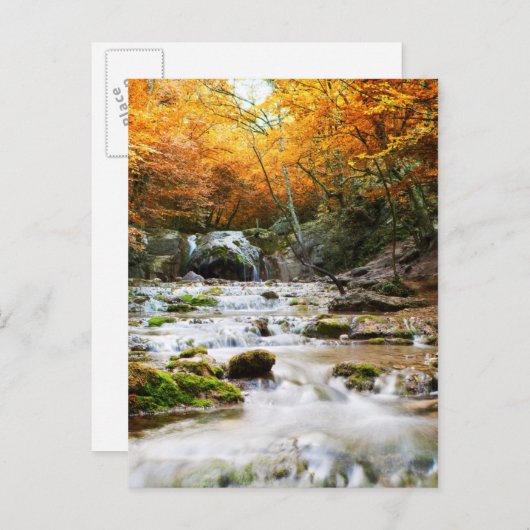 Carte Postale Belle cascade en forêt, automne (Devant / Derrière)