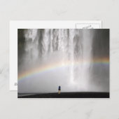 Carte Postale Belle cascade en Islande avec arc-en-ciel (Devant / Derrière)